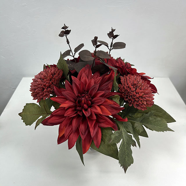Artificial Flower Bouquet Dark Red Dahlia