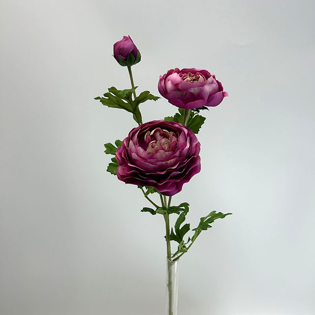 Single Stem Artificial Ranunculus, Deep Magenta