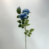 3-Head Single Stem Artificial Garden Rose, Dusty Sky Blue