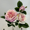 3-Head Single Stem Artificial Garden Rose, Blush Pink Gradient