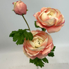 3-Head Single Stem Artificial Ranunculus, Peach & Pink Bicolor