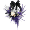 artificial 24inch Halloween skull and purple bat garland with black bow for wall hangings