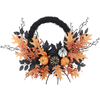 Halloween 26 Inch Artificial Wreath Ornaments Front Door Window Hanging Decoration Pumpkin Maple Leaf