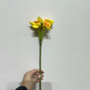 3-Head Single Stem Artificial Daffodil, Bright Yellow with Orange-Ruffled Center
