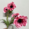 Artificial Pink Anemone Stem, 4-Bloom with Foliage