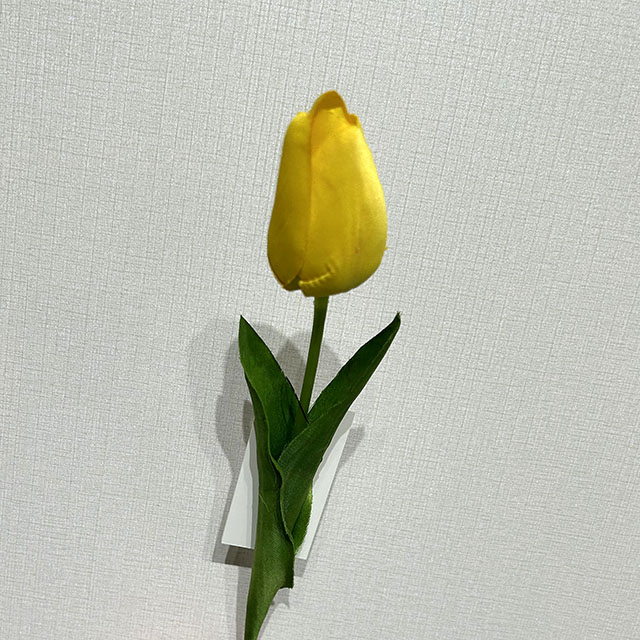 Artificial Yellow Tulip Stem, Long Stem with Foliage.