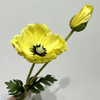 Artificial Yellow Poppy Stem, Long Stem with Foliage