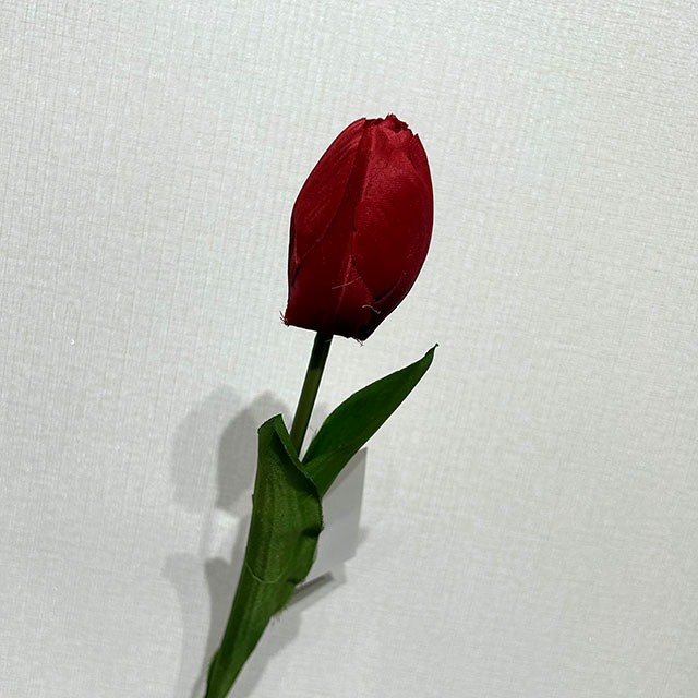 Artificial Red Tulip Stem, Long Stem with Foliage