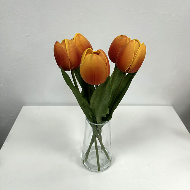 Artificial Orange-Red Gradient Tulip Stem Bundle