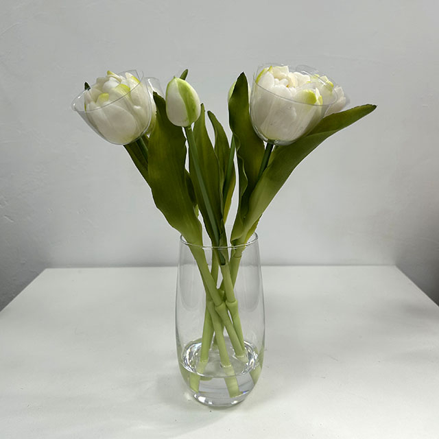 Artificial Flower Stem White Green Tulip