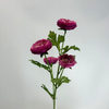 4-Head Single Stem Artificial Ranunculus, Deep Magenta Purple